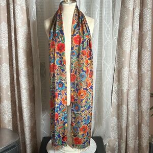 Long rectangle multicolor scarf approx 82 inches long x 10 1/4 wide